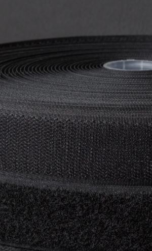 Застежка липучка 30мм черная, 100% нейлон, для обуви, рюкзаков, сумок, одежды 50см