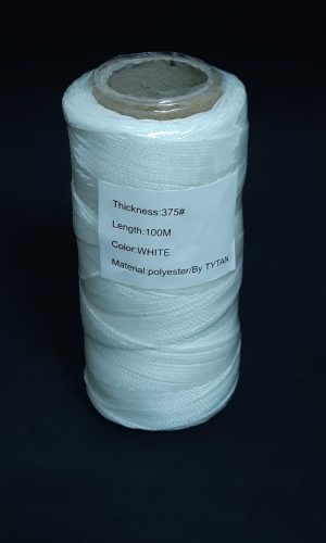 Нитка для шитья подошвы крученая вощеная цв. белый, длина 100м толщина 0,8