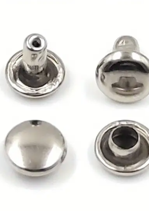 Металлические заклёпки с двумя шляпками 6x6 мм, круглые, для коженных изделий — аксессуары для ремонта обуви, сумок, ремней, одежды. цвет Silver (10 шт)