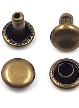 Металлические заклёпки с двумя шляпками 6x6 мм, круглые, для коженных изделий — аксессуары для ремонта обуви, сумок, ремней, одежды. цвет Copper (10 шт)
