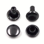 Металлические заклёпки с двумя шляпками 6x6 мм, круглые, для коженных изделий — аксессуары для ремонта обуви, сумок, ремней, одежды. цвет GunBlack (10 шт)