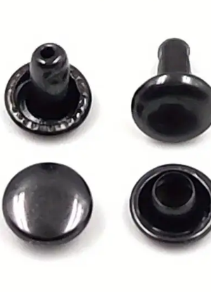 Металлические заклёпки с двумя шляпками 6x6 мм, круглые, для коженных изделий — аксессуары для ремонта обуви, сумок, ремней, одежды. цвет GunBlack (10 шт)