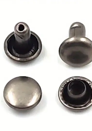 Металлические заклёпки с двумя шляпками 6x6 мм, круглые, для коженных изделий — аксессуары для ремонта обуви, сумок, ремней, одежды. цвет Nickel (10 шт)