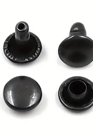 Металлические заклёпки с двумя шляпками 6x6 мм, круглые, для коженных изделий — аксессуары для ремонта обуви, сумок, ремней, одежды. цвет Nickel Black (10 шт)